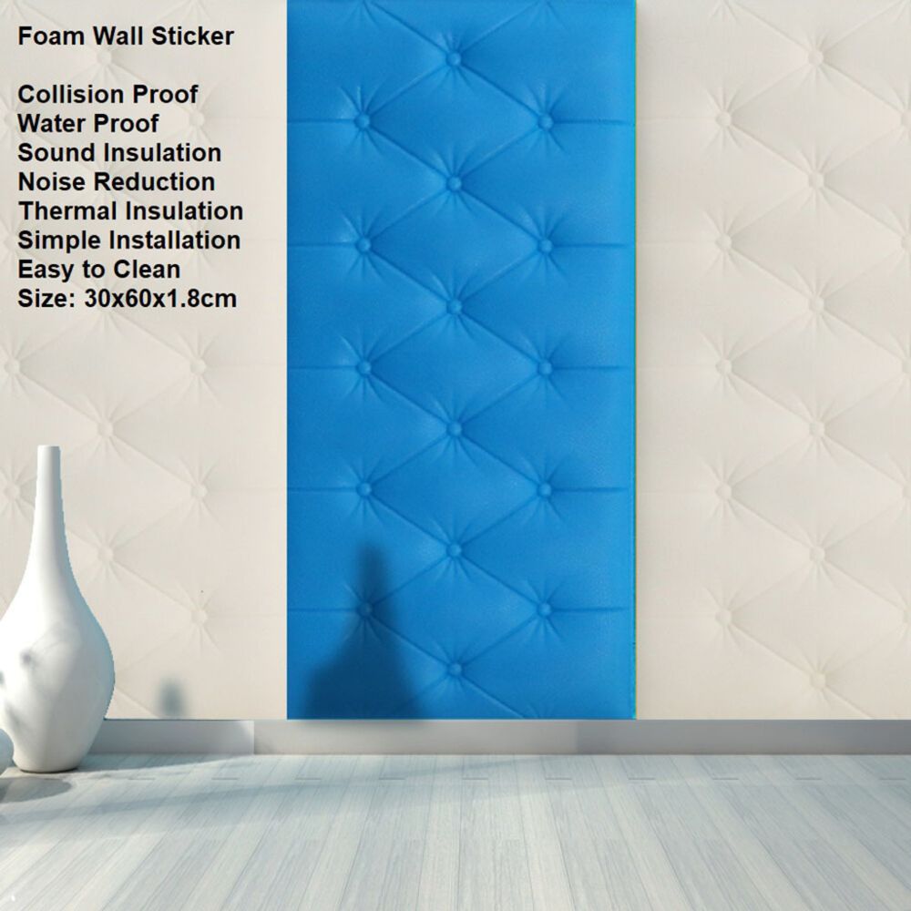 marque generique - Anticollision Doux épaissir Wall Sticker Decal Mousse Papier Peint Adhésif Bleu - Décor carrelage mural