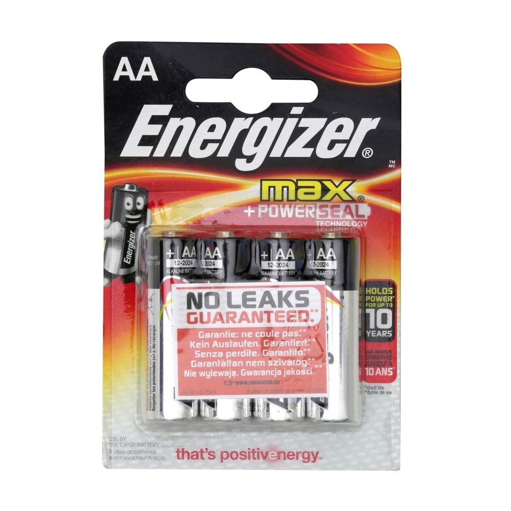 Energizer - Lot de 4 piles alcalines LR6 Max 1.5V - Piles standard