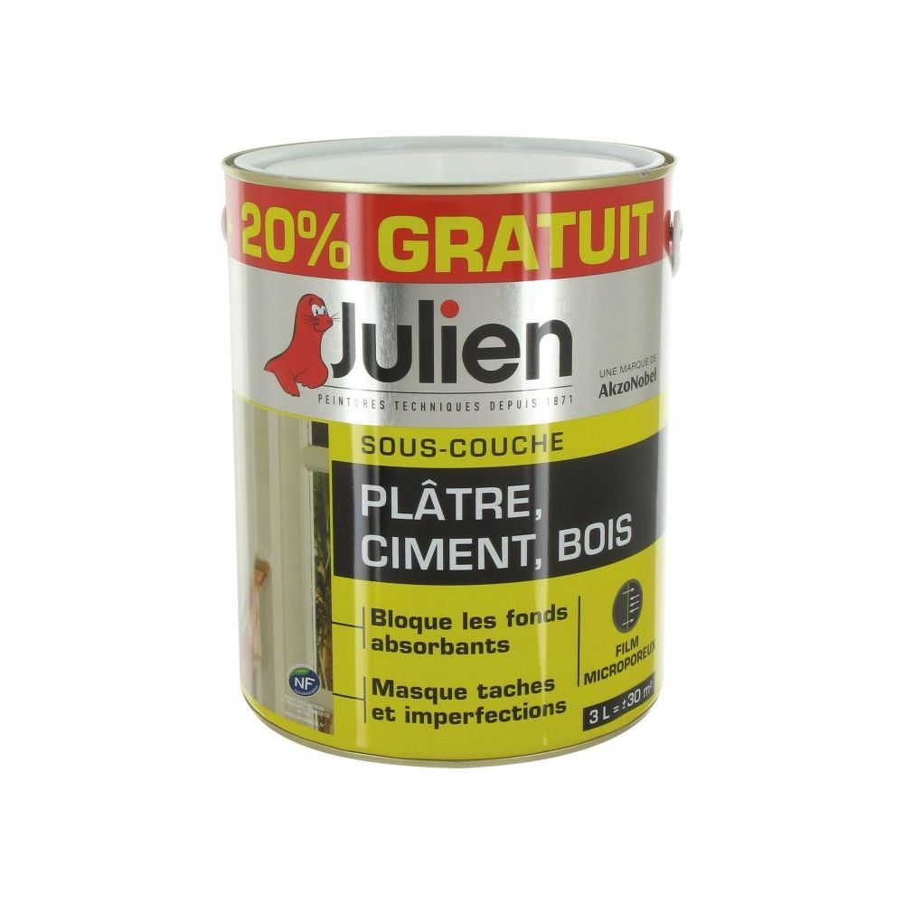 Julien - Sous-couche Plaques de plâtre cartonnées - 3 L - JULIEN - Peinture intérieure
