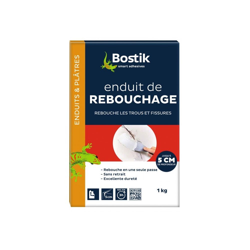 Bostik - Enduit de rebouchage en poudre - Fissures jusqu'à 5 cm - 1 KG - BOSTIK - Enduit