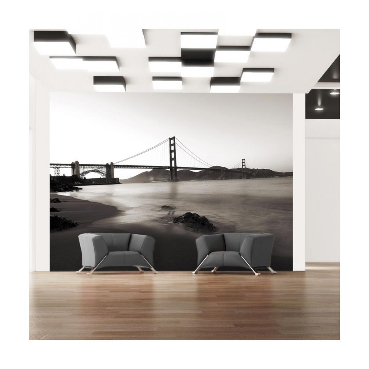 Artgeist - Papier peint - San Francisco : Golden Gate en noir et blanc 200x154 - Papier peint