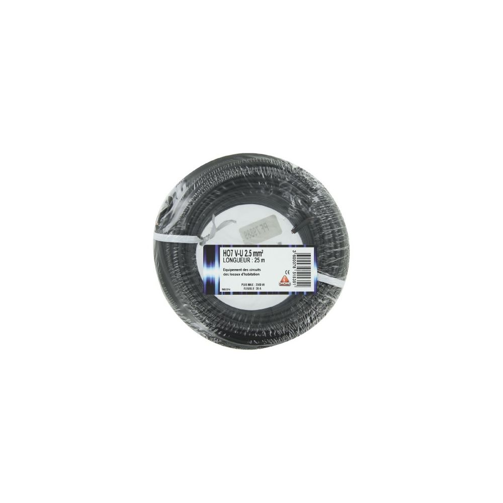 Dhome - H07 v-u 2,5 mm² vg 25 noir - Fils et câbles électriques