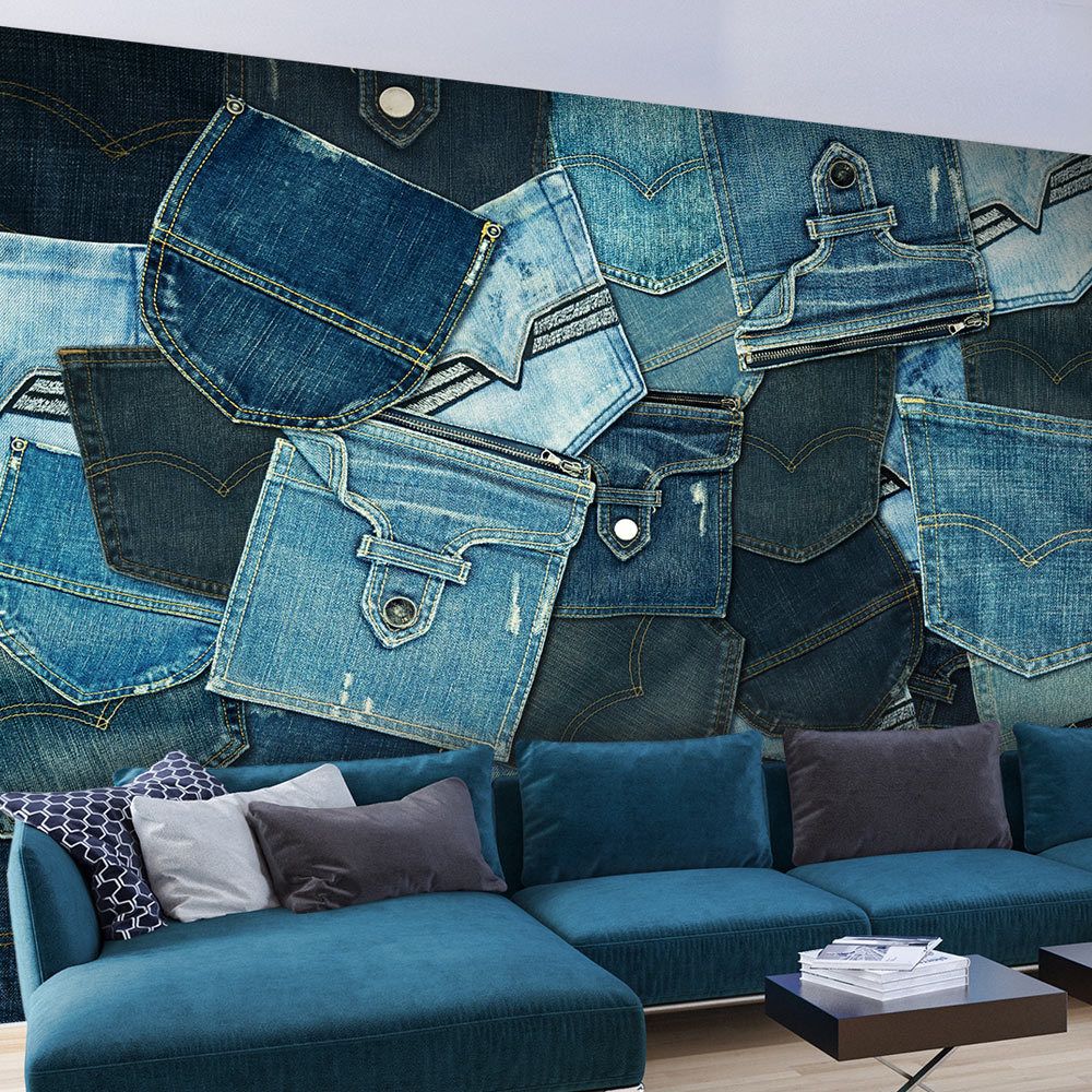 Bimago - Papier peint | Jeans Pockets | 100x70 | Fonds et Dessins | - Papier peint