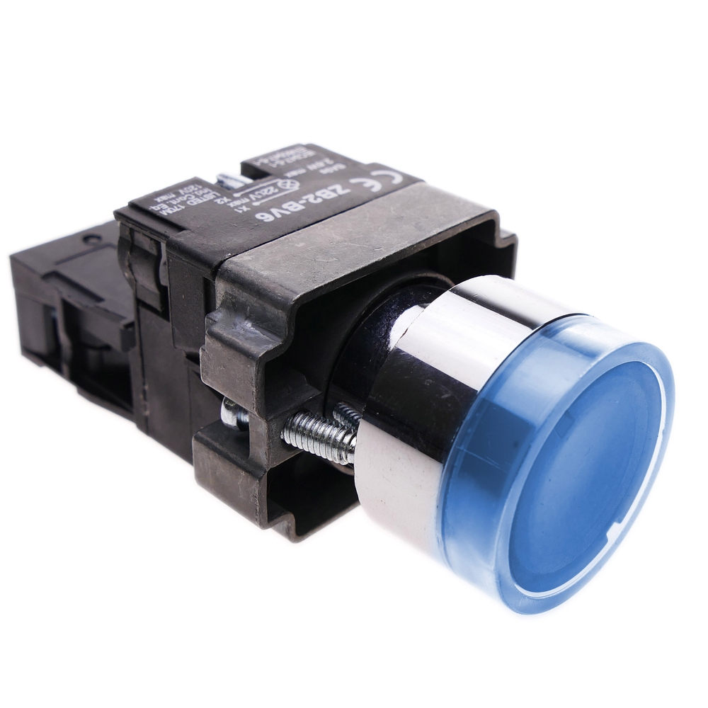 Bematik - Bouton poussoir momentané 22mm 1NO 400V 10A normalement ouvert avec lumière LED bleu - Interrupteurs et prises étanches