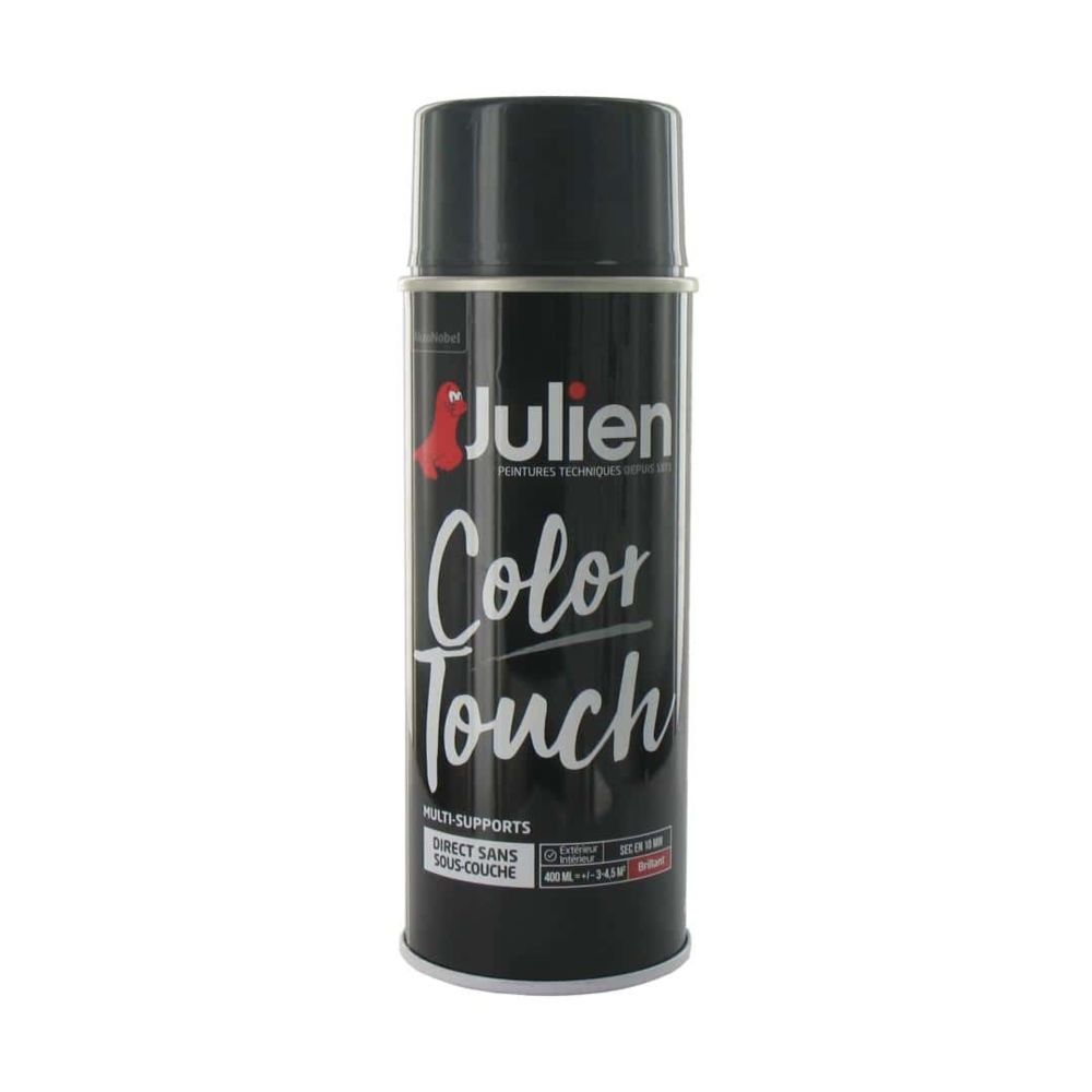 Julien - Peinture aérosol Julien Color Touch brillant - Gris anthracite - 400 ml - Peinture extérieure