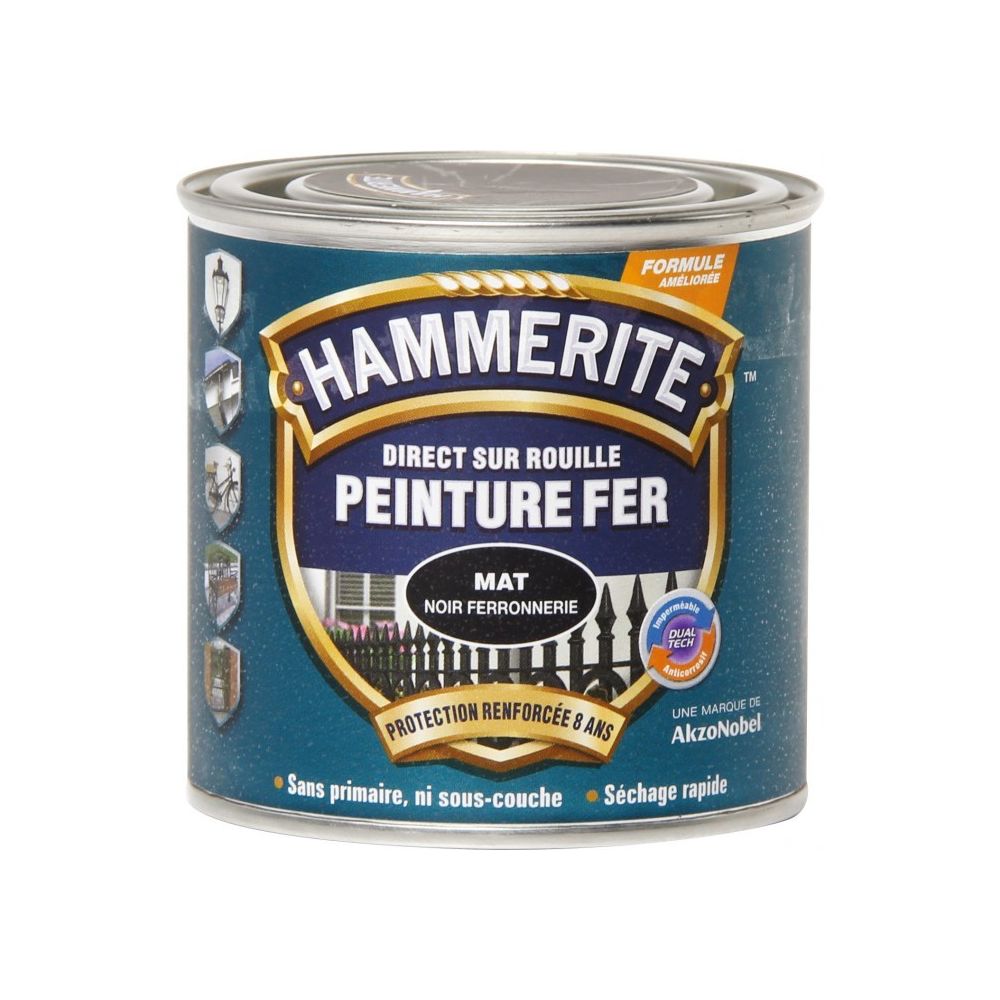 marque generique - Hammerite - Peinture mat ferronerie - 250 ml - Peinture intérieure