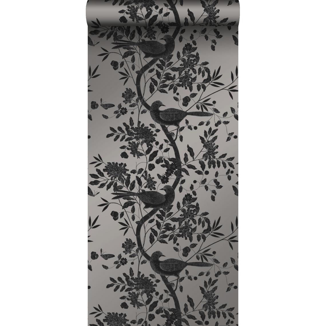 Origin - Origin papier peint oiseaux gris et noir - 347458 - 53 cm x 10,05 m - Papier peint