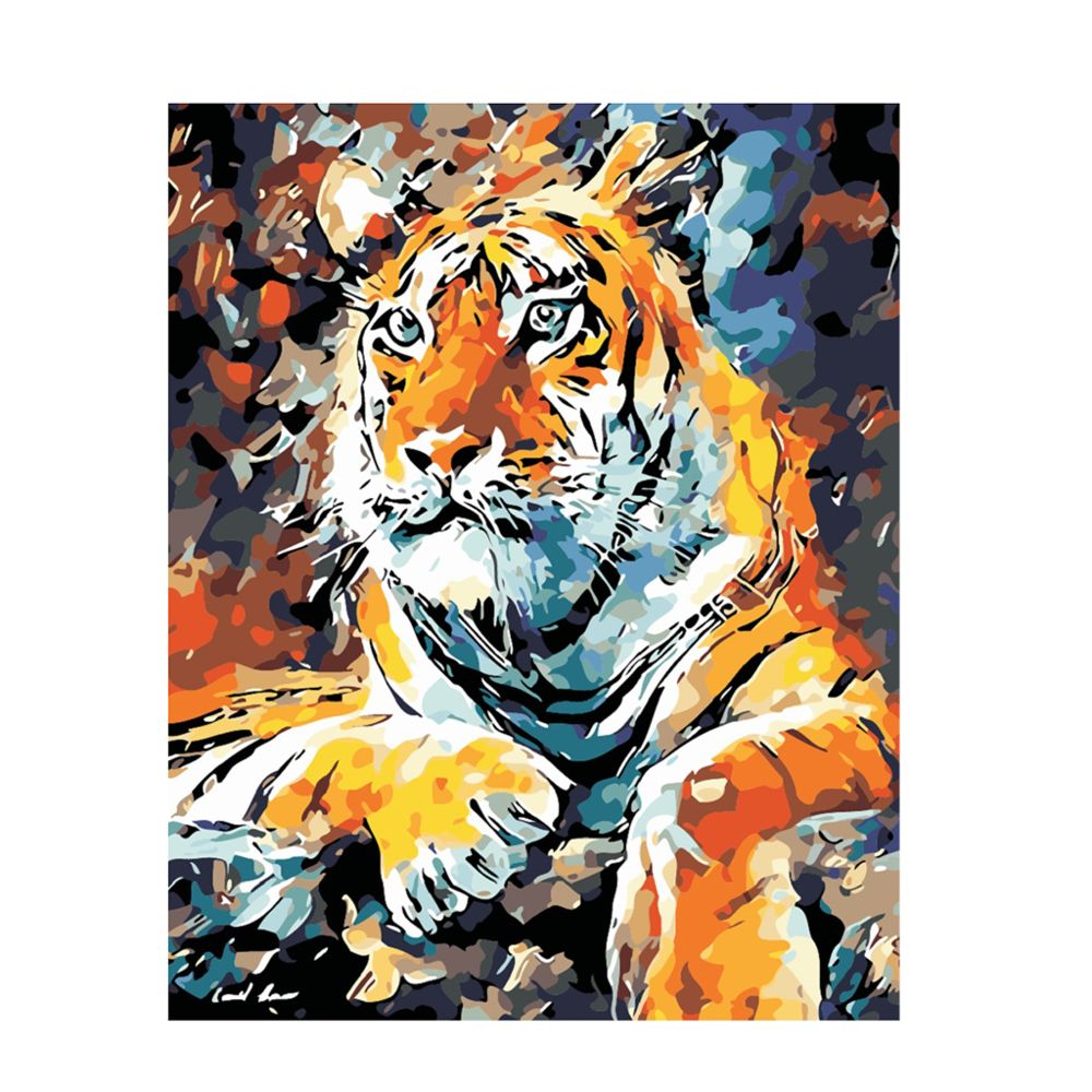 marque generique - peinture de diy peinture sans cadre par numéro kit huile toile image tigre - Fibre de verre & papier à peindre