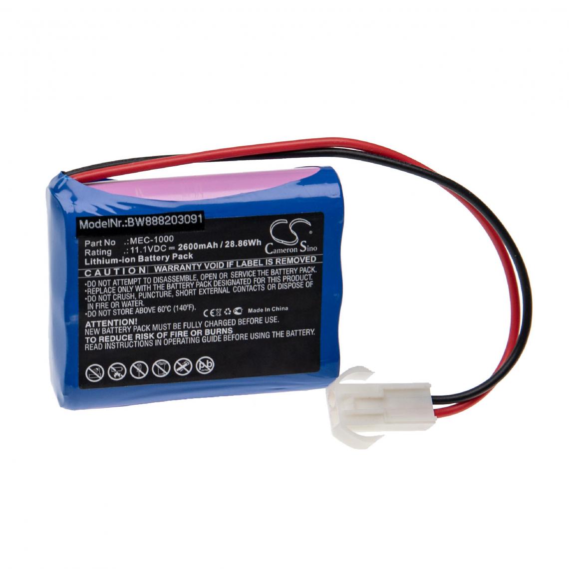 Vhbw - vhbw Batterie compatible avec Mindray MEC-1000 appareil médical (2600mAh, 11,1V, Li-ion) - Piles spécifiques