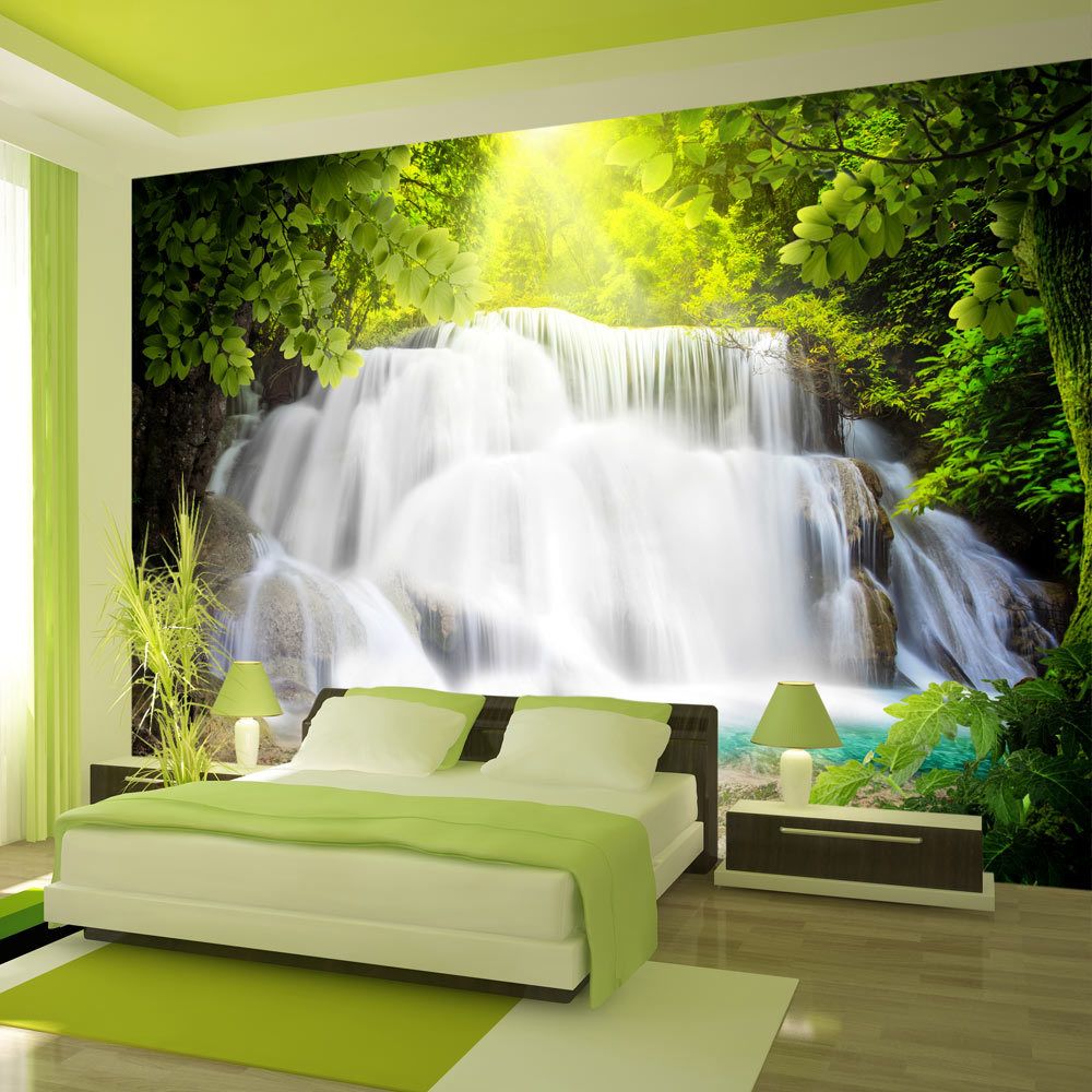 Bimago - Papier peint | Arcadian waterfall | 100x70 | Paysages | Rivière et cascade | - Papier peint