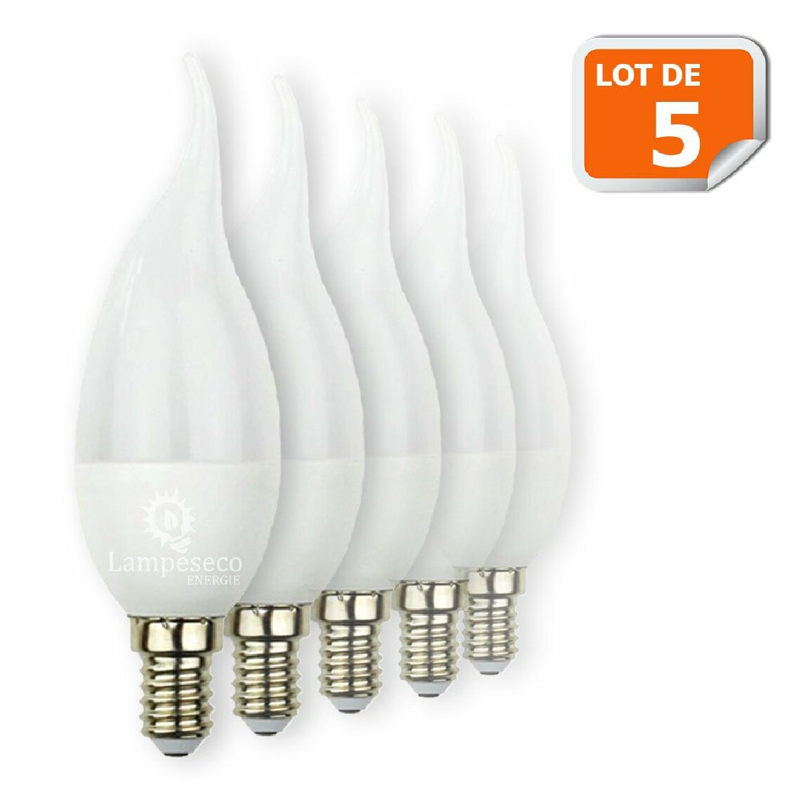 Lampesecoenergie - Lot de 5 Ampoules Led Flamme 5W Super Puissante culot à vis E14 - Ampoules LED