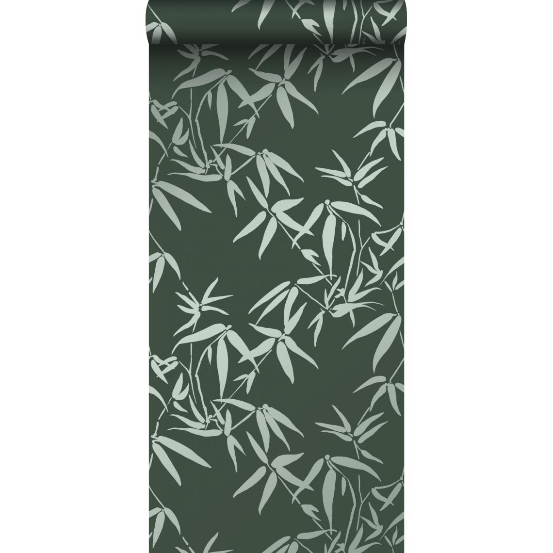Origin - Origin papier peint feuilles de bambou vert foncé - 347738 - 0.53 x 10.05 m - Papier peint