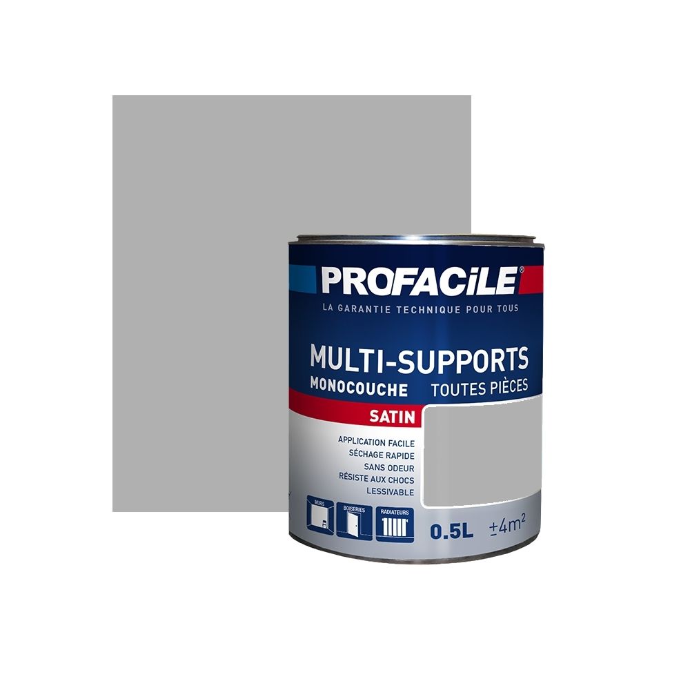Profacile - Peinture intérieure multi-supports, PROFACILE-0.5 litre-Gris Beton - Peinture & enduit rénovation