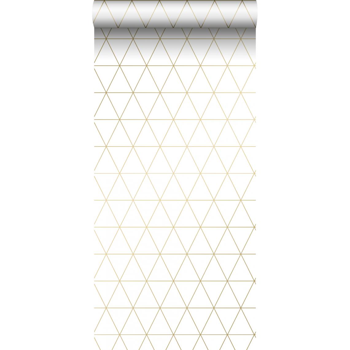 ESTAhome - ESTAhome papier peint triangles graphiques blanc et or - 139147 - 0.53 x 10.05 m - Papier peint