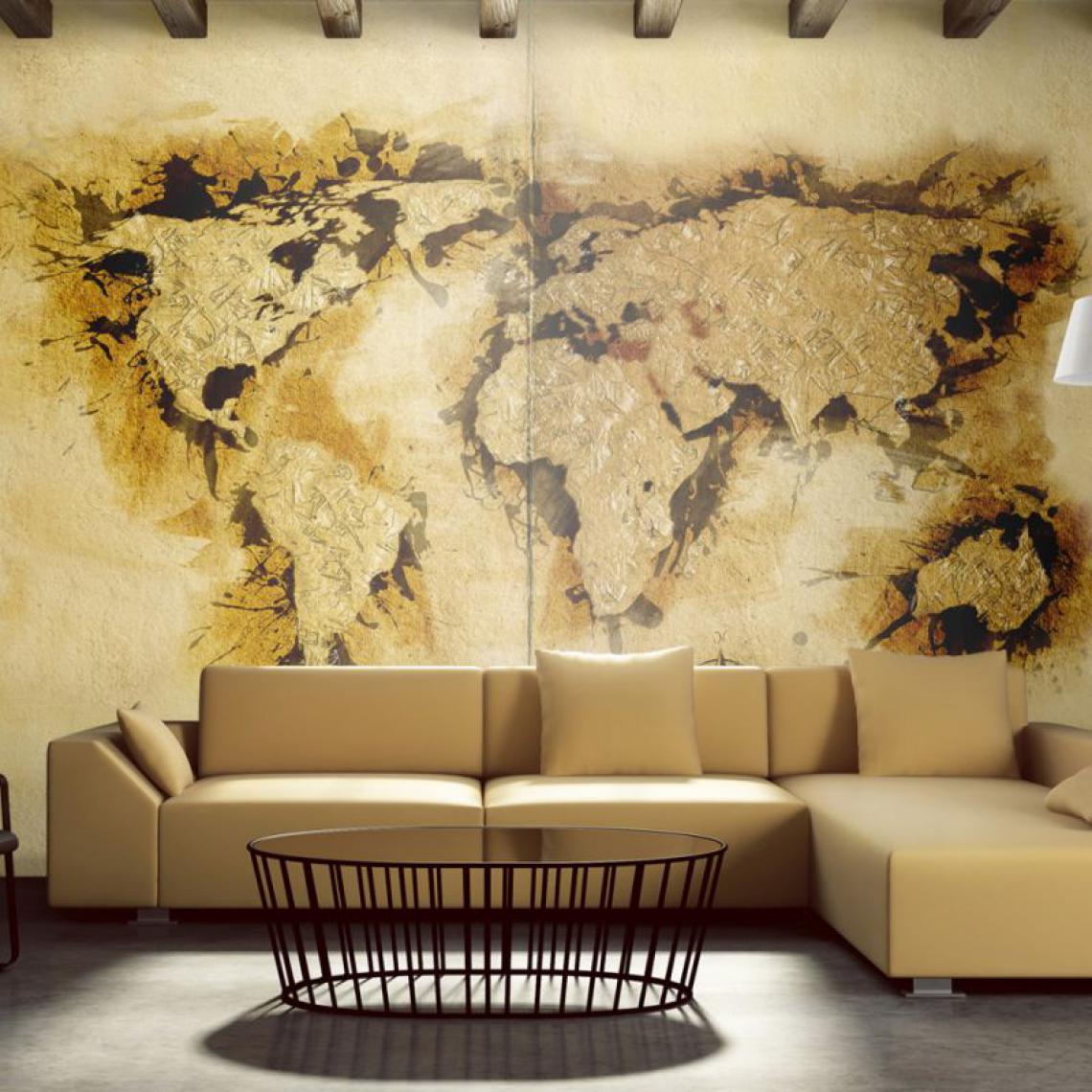 Paris Prix - Papier Peint Gold Diggers' Map of the World II 450x270cm - Papier peint