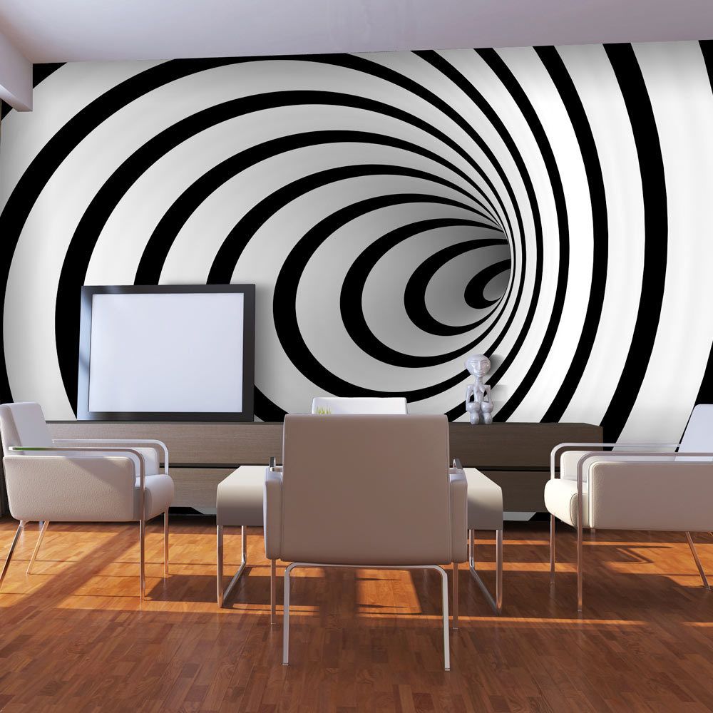 marque generique - 450x270 Papier peint Esthetique Tunnel 3D noir et blanc - Papier peint