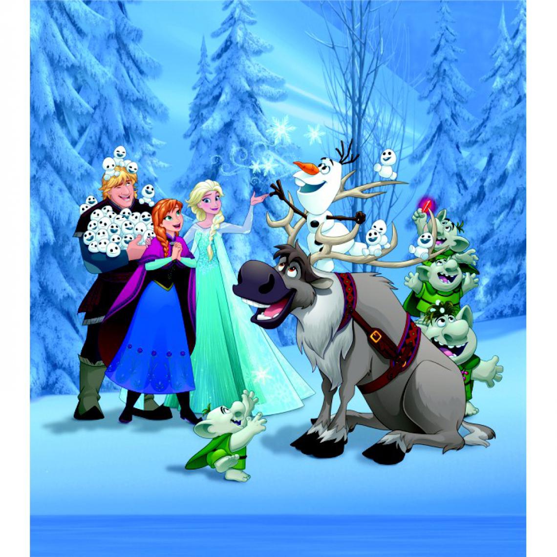 Ag Art - Papier peint XL intisse La Reine des Neiges et tous ses amis de Disney 180X202 CM - Papier peint