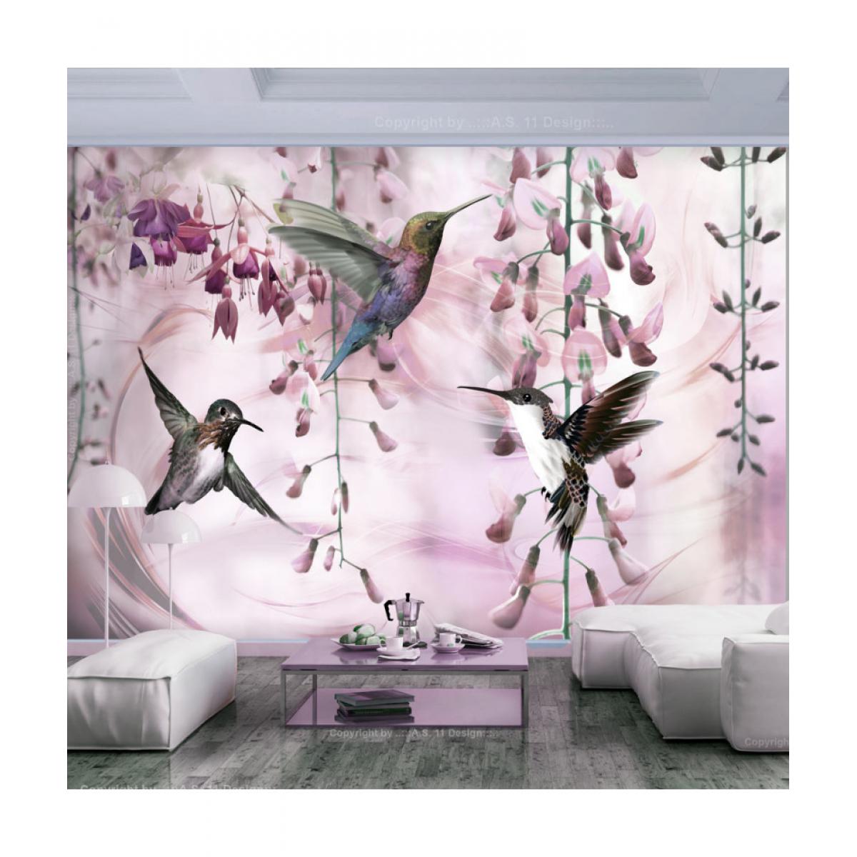 Artgeist - Papier peint - Flying Hummingbirds (Pink) 350x245 - Papier peint