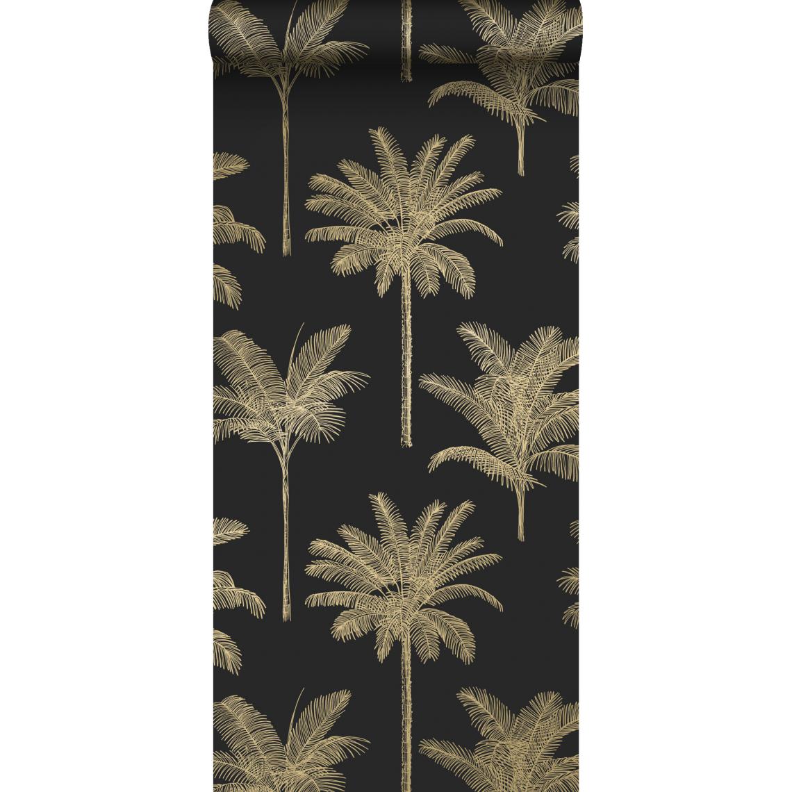 ESTAhome - ESTAhome papier peint palmiers noir et or - 139322 - 0.53 x 10.05 m - Papier peint