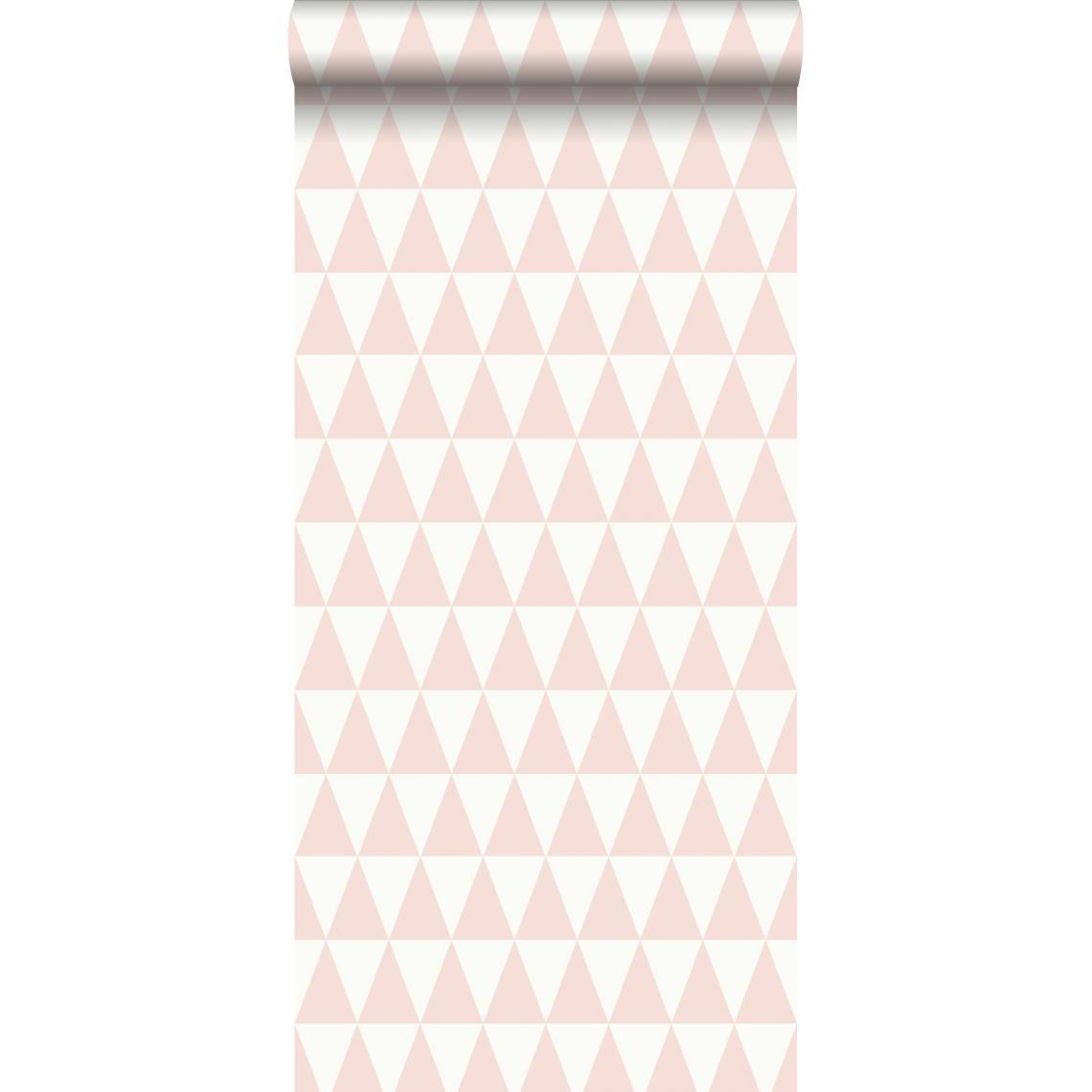 ESTAhome - ESTAhome papier peint triangles géométriques graphiques rose pêche - 148670 - 53 cm x 10,05 m - Papier peint