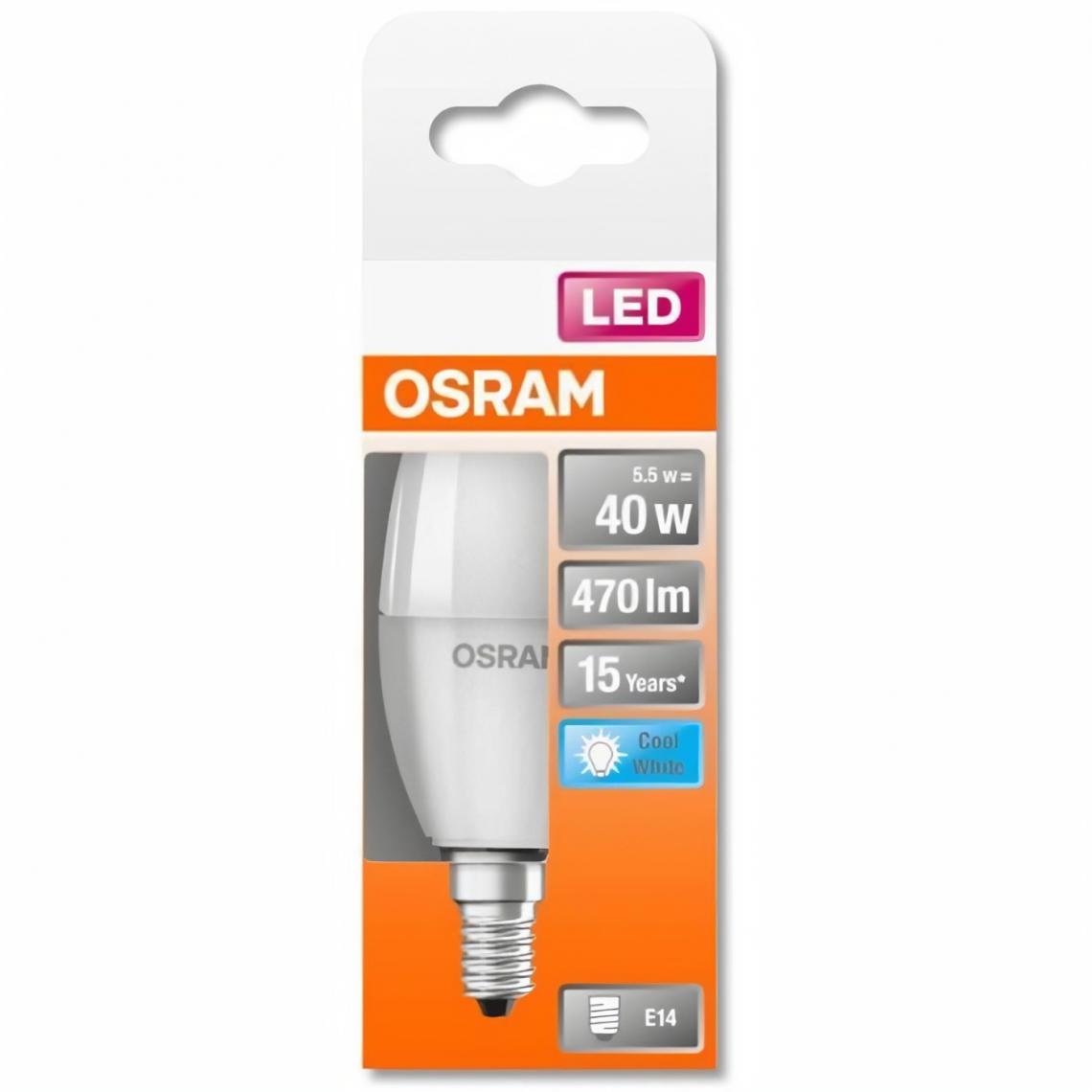 Osram - OSRAM Ampoule LED Flamme dépolie avec radiateur 5,5W=40 E14 froid - Ampoules LED
