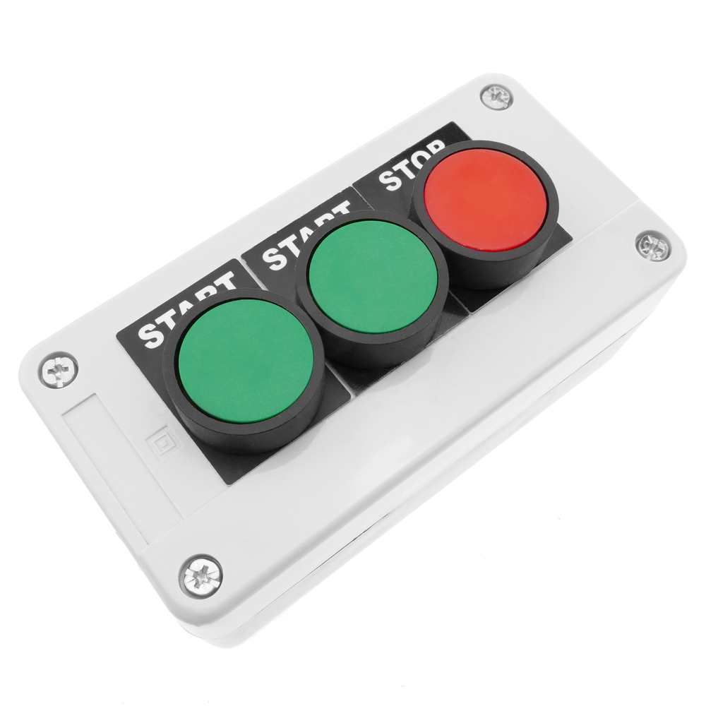 Bematik - Boîte de commande avec 3 boutons poussoirs momentanés vert 1NO rouge 1NC - Interrupteurs et prises étanches