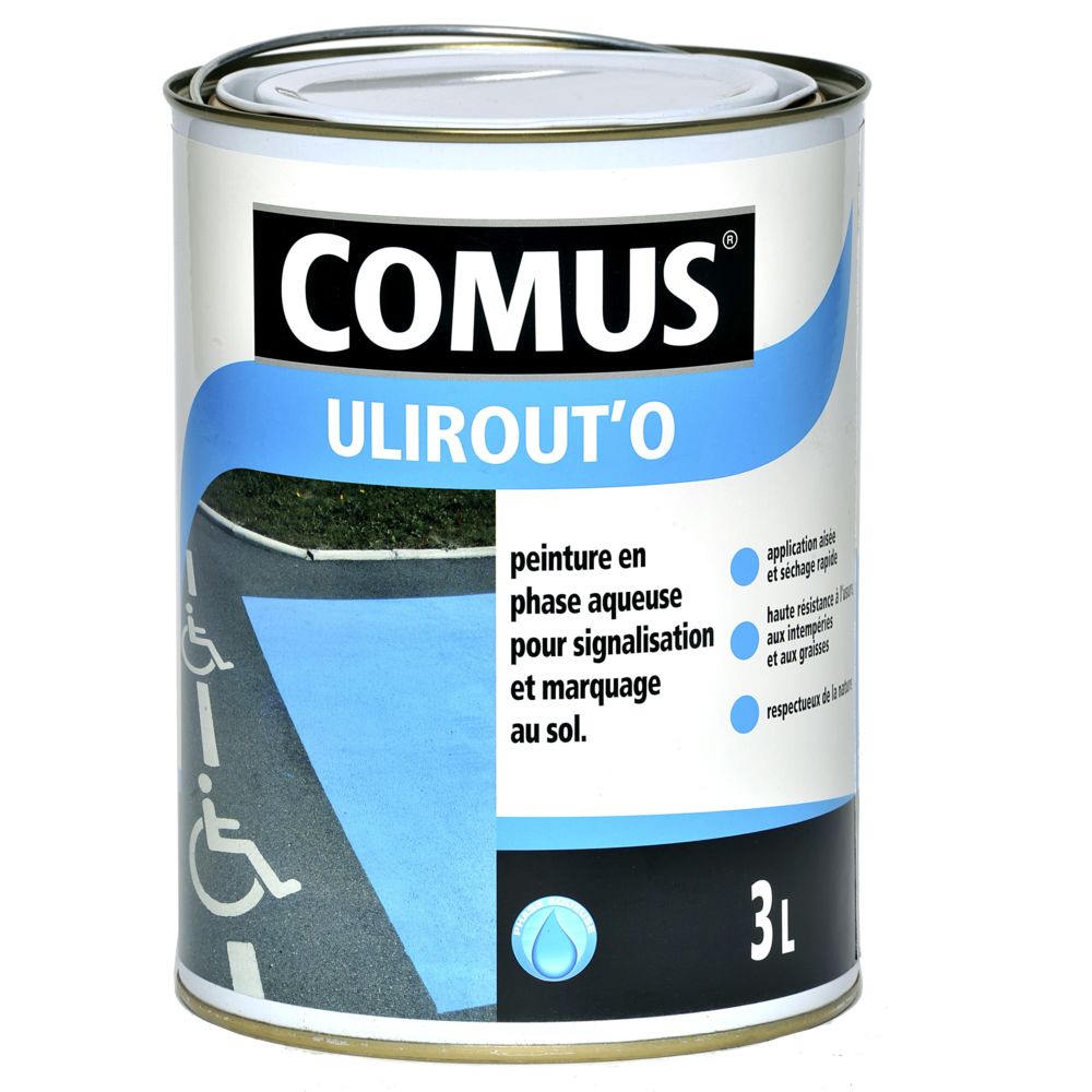 Comus - ULIROUT'O BLEU 3L - Peinture pour signalisation et marquage routier en phase aqueuse - COMUS - Peinture extérieure