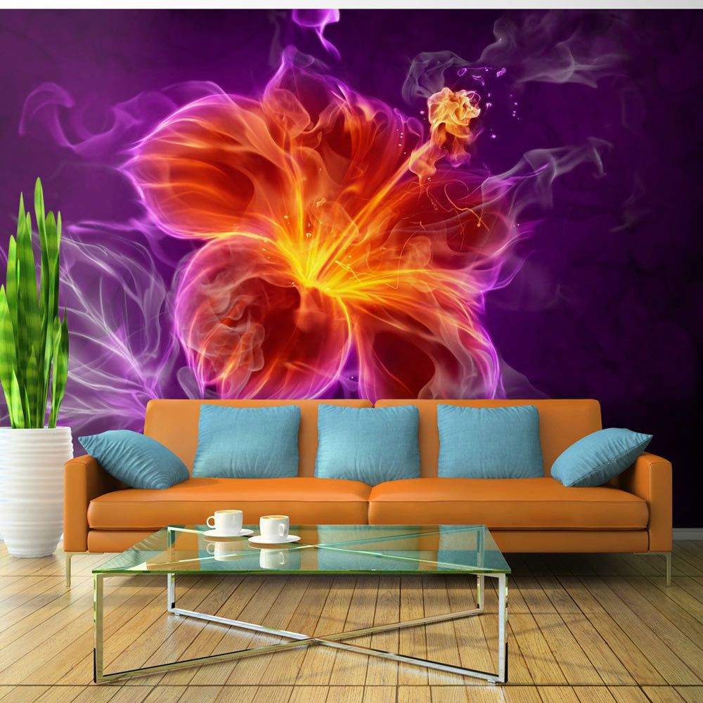 Bimago - Papier peint - Fiery flower in purple - Décoration, image, art | Fleurs | - Papier peint