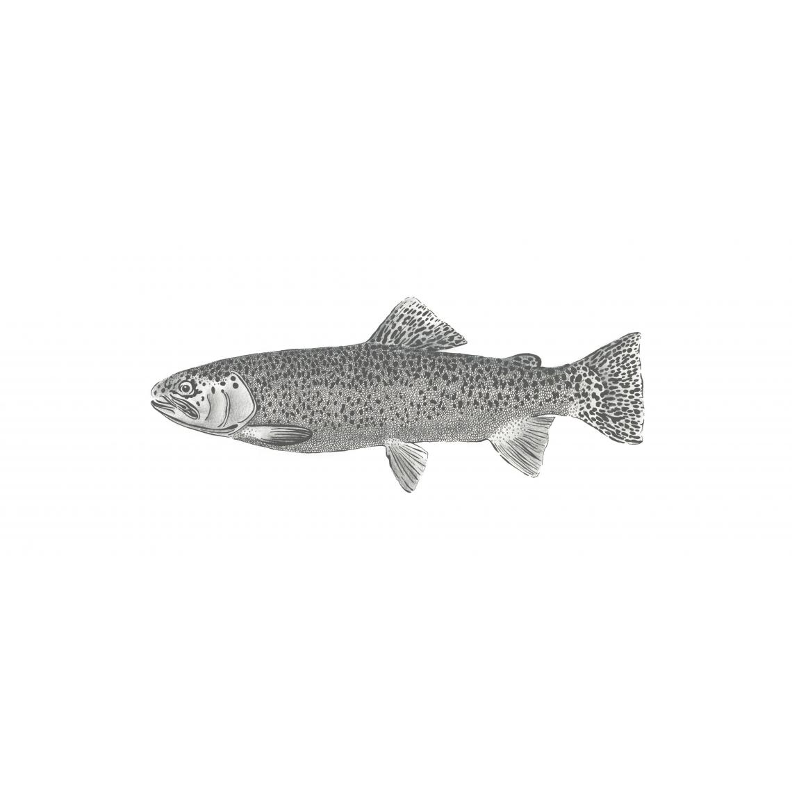 ESTAhome - ESTAhome papier peint panoramique poisson blanc et noir - 158933 - 1 x 2.5 m - Papier peint