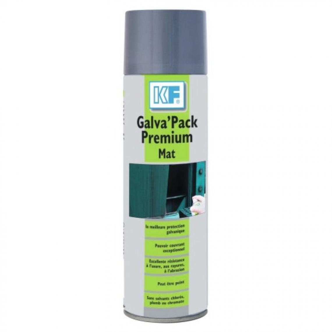 KF - Traitement de surfaces métalliques Galva pack Premium, finition mat, aérosol de 500 ml net - Peinture intérieure