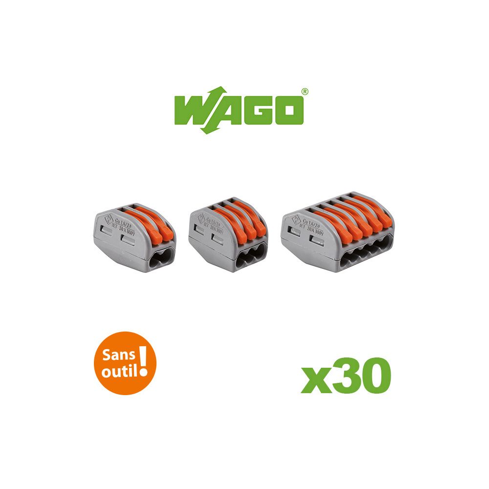 Wago - Wago - Panaché de 30 Bornes de connexion automatique 2, 3 et 5 entrées Blibox S222 WAGO - Accessoires de câblage