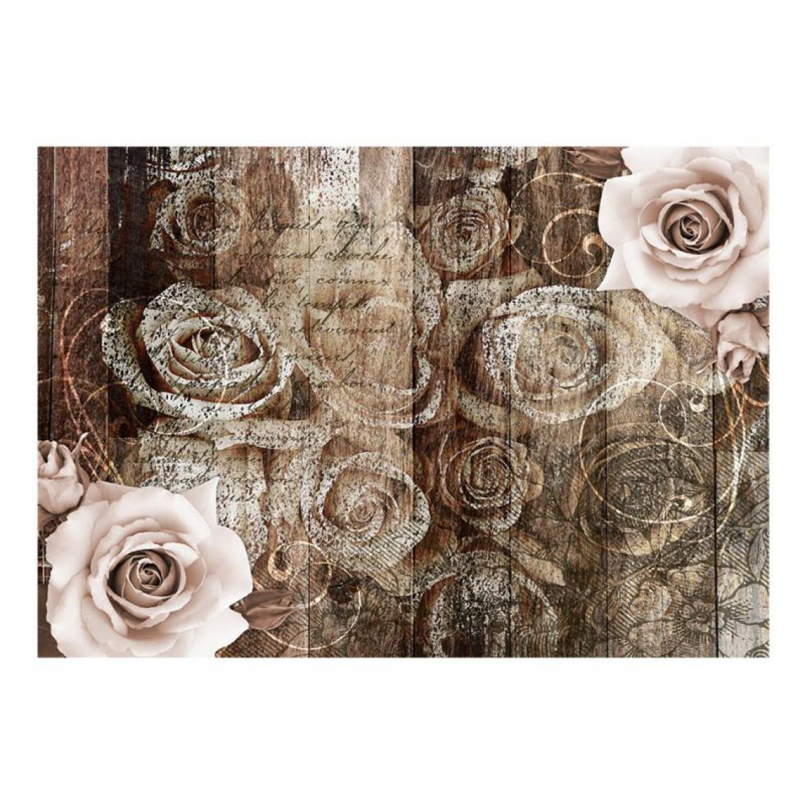 Artgeist - Papier peint - Old Wood & Roses .Taille : 250x175 - Papier peint