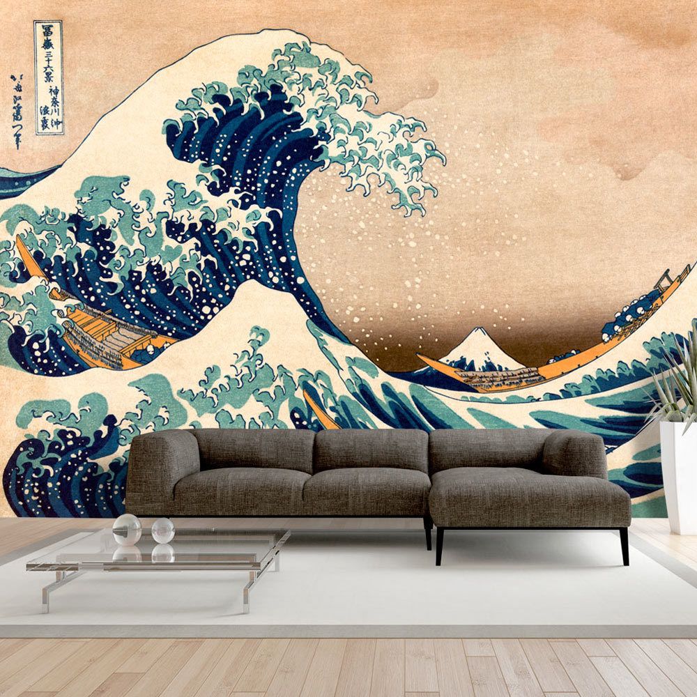 Bimago - Papier peint - Hokusai: The Great Wave off Kanagawa (Reproduction) - Décoration, image, art | Vintage et Retro | - Papier peint