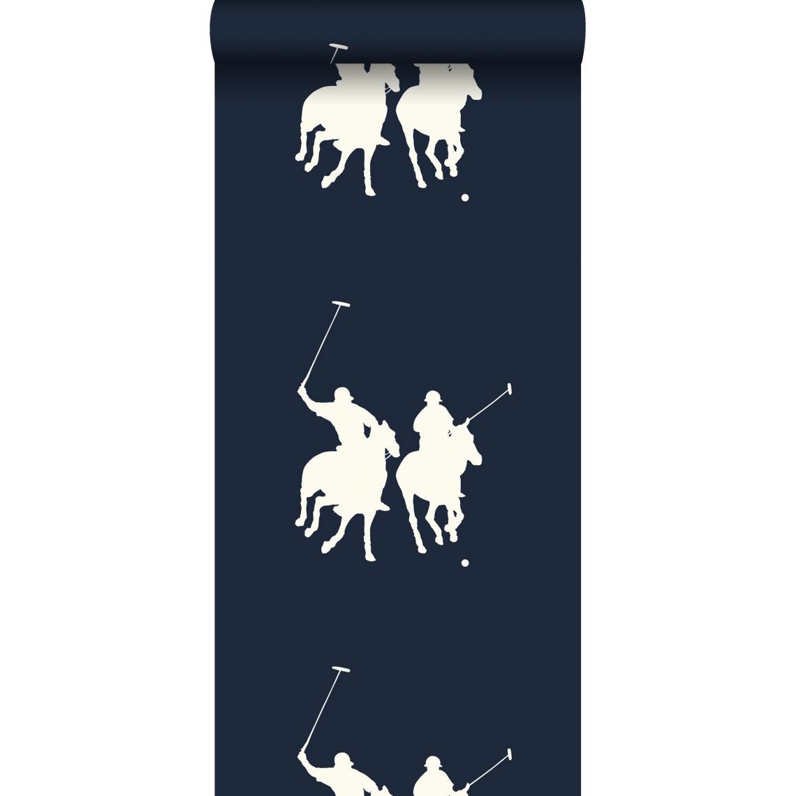 ESTAhome - ESTAhome papier peint joueurs de polo bleu marine - 115628 - 53 cm x 10,05 m - Papier peint