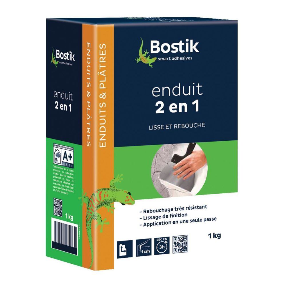 Bostik - Enduit en poudre 2 en 1 Bostik Boîte 1kg - Produit préparation avant pose