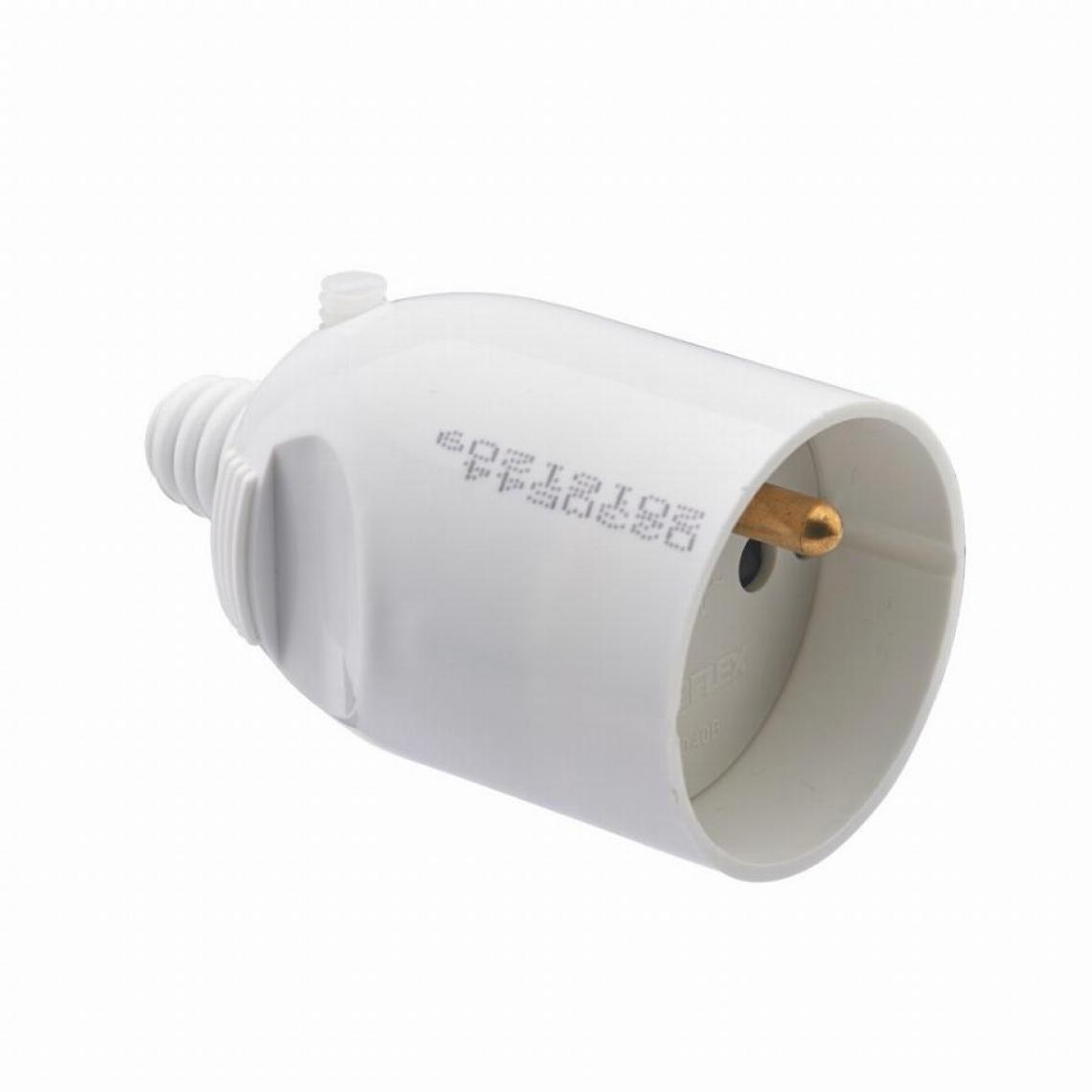 Debflex - Fiche femelle 2P+T 16 ampères sortie câble droite ouverture à coiffe DEBFLEX Blanc - 713710 - Interrupteurs et prises en saillie