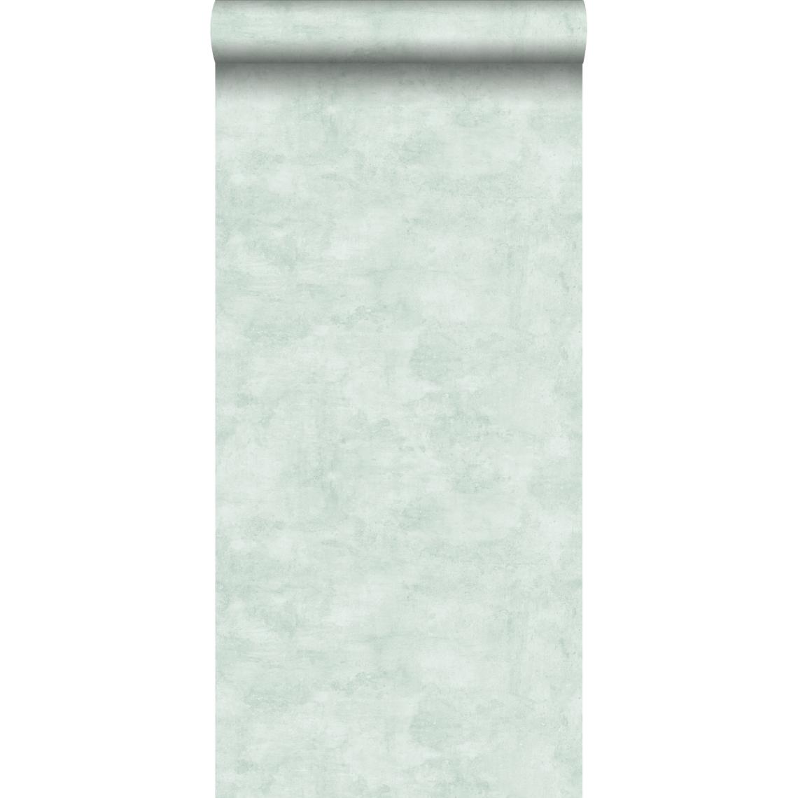 ESTAhome - ESTAhome papier peint effet béton vert menthe pastel clair - 138905 - 53 cm x 10,05 m - Papier peint