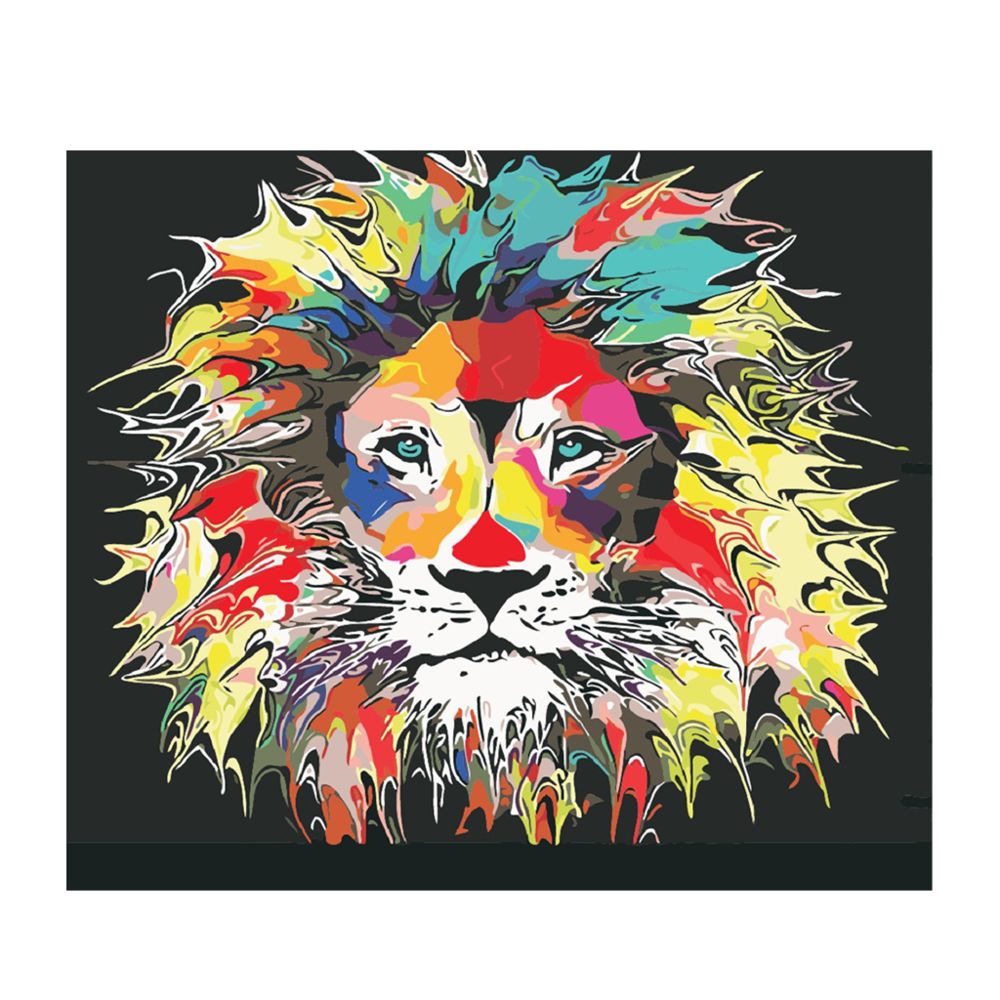 marque generique - peinture de bricolage sans cadre peinture par numéro kit huile toile image lions - Fibre de verre & papier à peindre