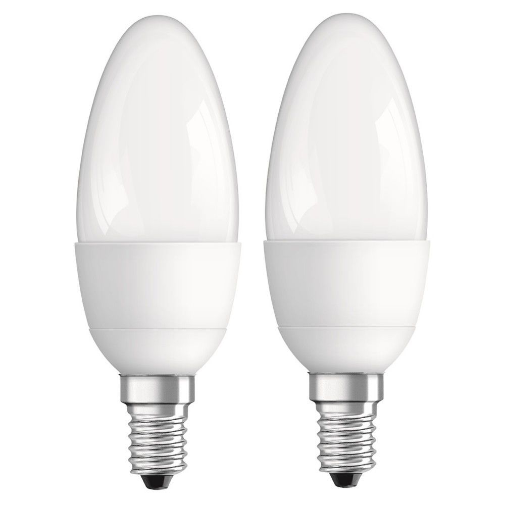 Osram - Lot de 2 ampoules Osram LED STAR flamme blanc chaud 5,7W E14 470 lumens - Ampoules LED