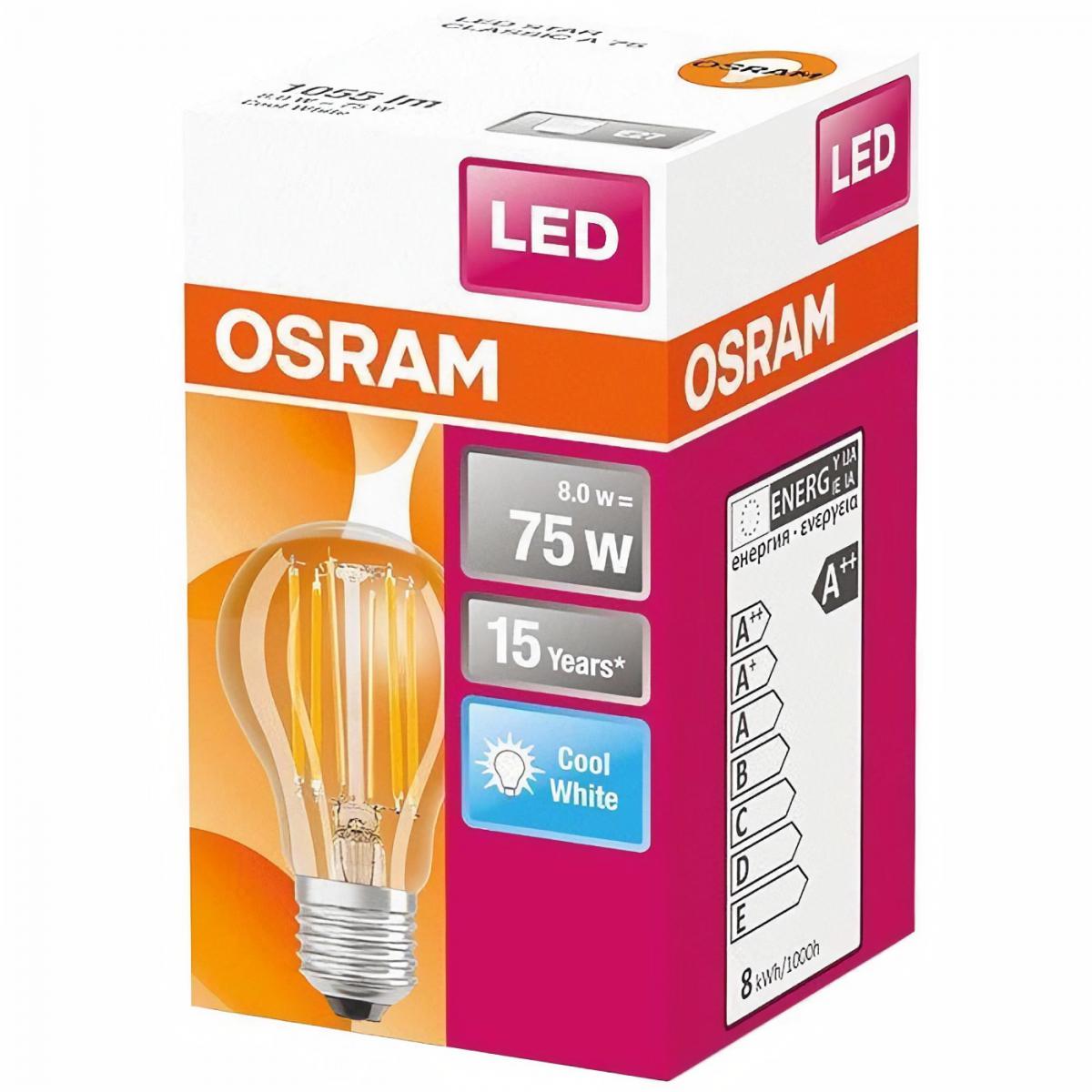 Osram - OSRAM Ampoule LED Standard clair filament 7W=60 E27 froid - Ampoules LED