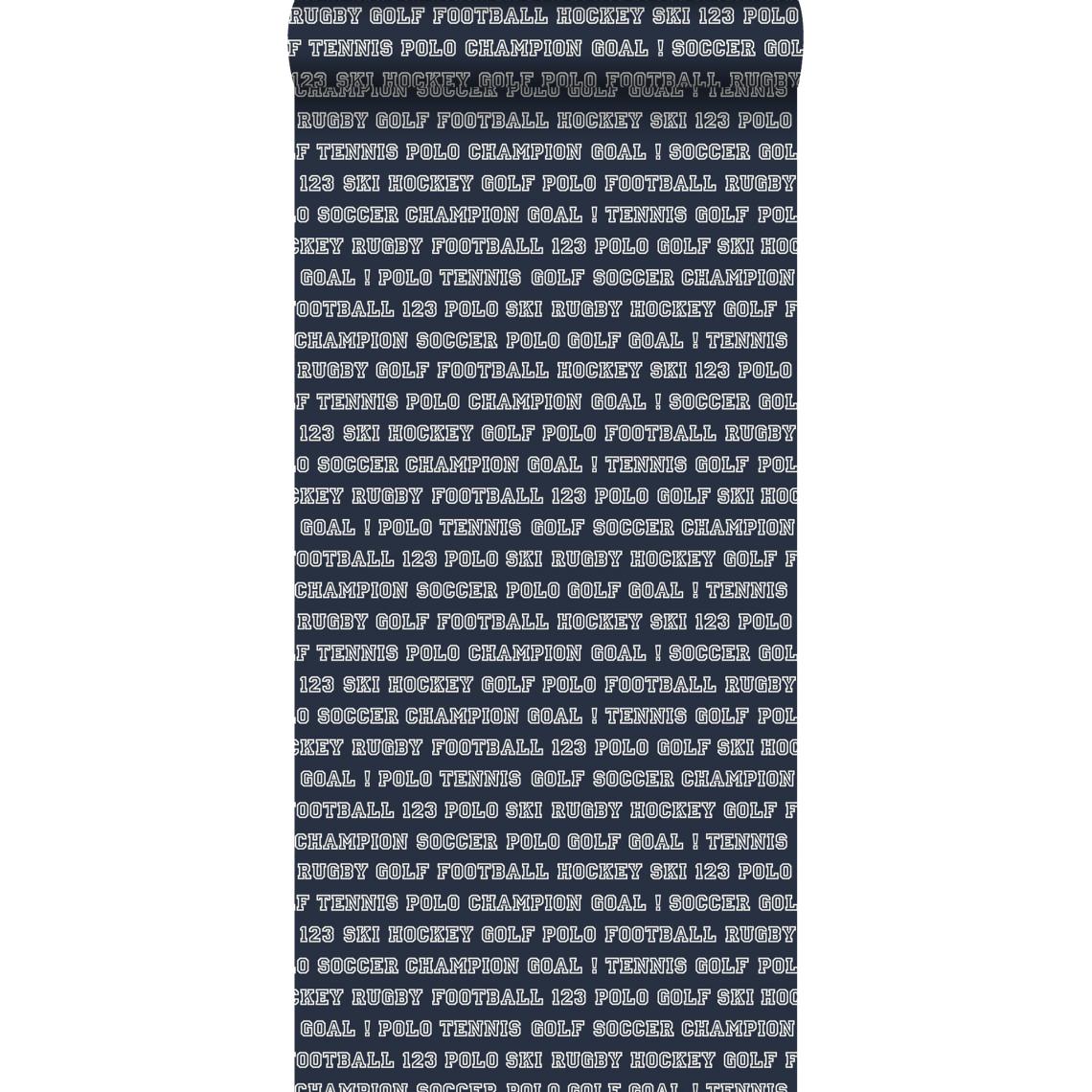 ESTAhome - ESTAhome papier peint textes de sport bleu foncé - 138830 - 53 cm x 10.05 m - Papier peint