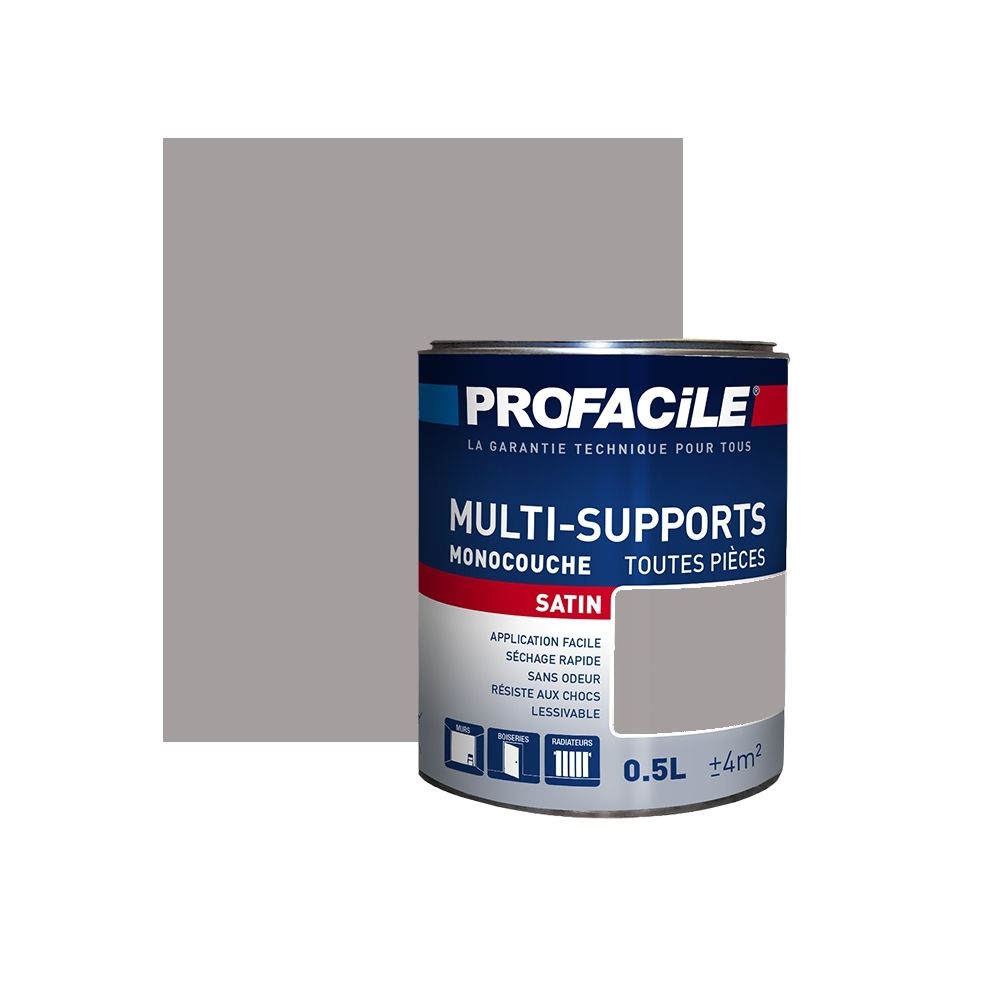 Profacile - Peinture intérieure multi-supports, PROFACILE-0.5 litre-Gris Doré - Peinture & enduit rénovation