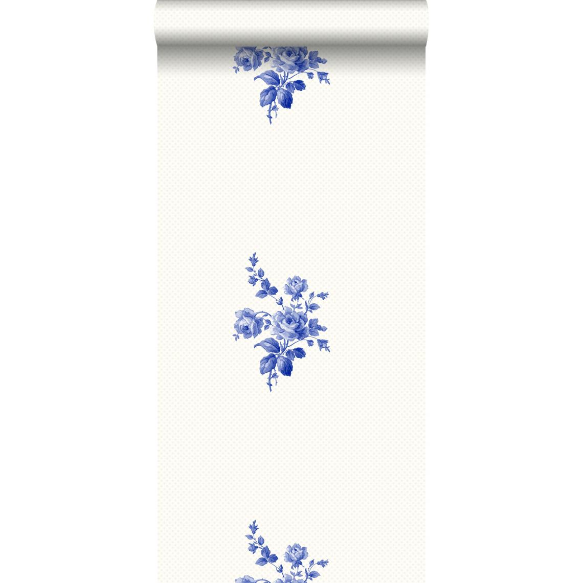 ESTAhome - ESTAhome papier peint roses bleu indigo - 115717 - 53 cm x 10,05 m - Papier peint