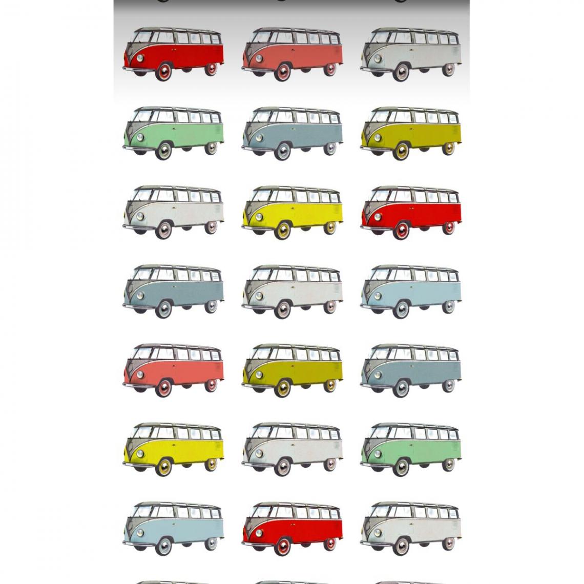 ESTAhome - ESTAhome papier peint intissé XXL fourgonnettes vintage Volkswagen transporter jaune, bleu, gris, rouge et vert - 158713 - 46,5 cm x 8,37 m - Papier peint