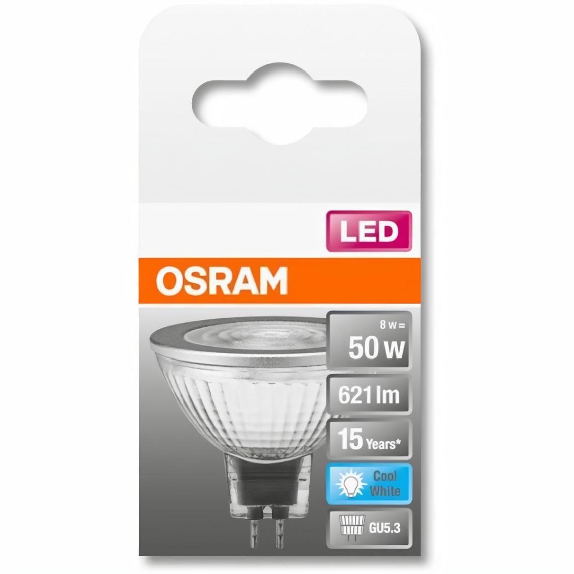 Osram - OSRAM Spot MR16 LED 36° verre 8W=50 GU5.3 froid - Ampoules LED