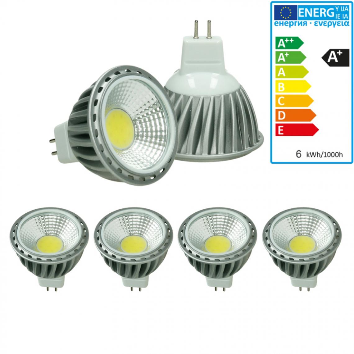 Ecd Germany - ECD Germany 4 x MR16 COB spot 6W Lampe à économie d'énergie haute puissance d'environ 378 lumens remplace 45W Lampe halogène angle de 60 degrés Blanc froid 6000K - Ampoules LED