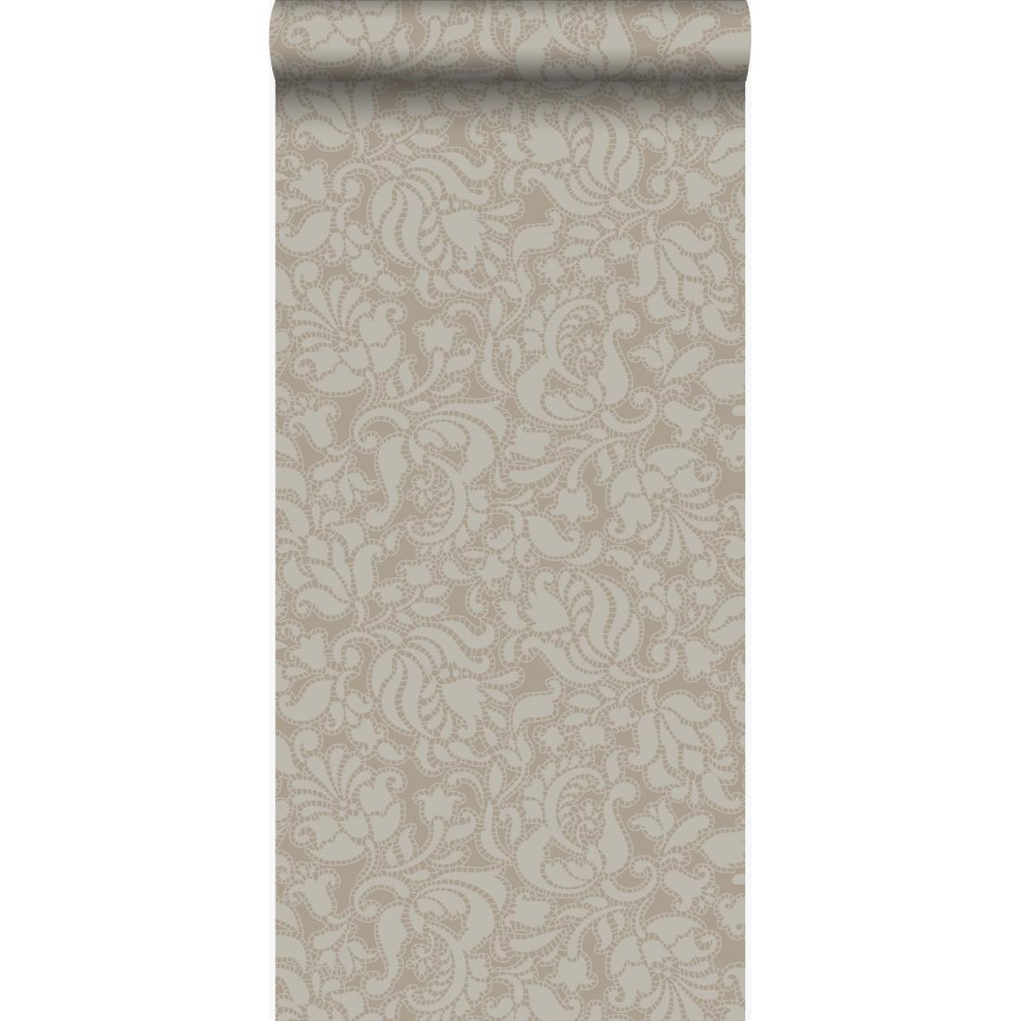 Origin - Origin papier peint motif dentelle bronze brillant - 326324 - 53 cm x 10,05 m - Papier peint