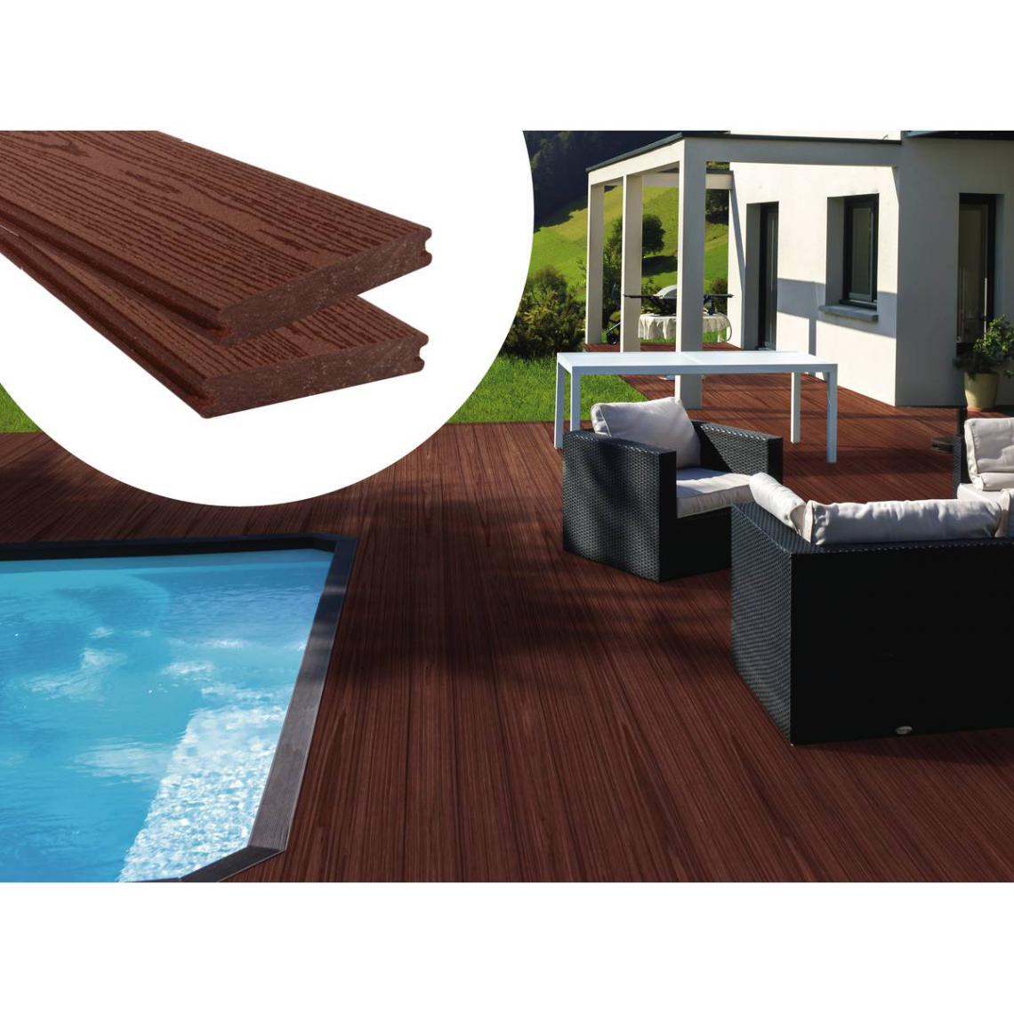 Habitat Et Jardin - Pack 15 m² - Lames de terrasse composite co-extrudées - Marron - Plancher
