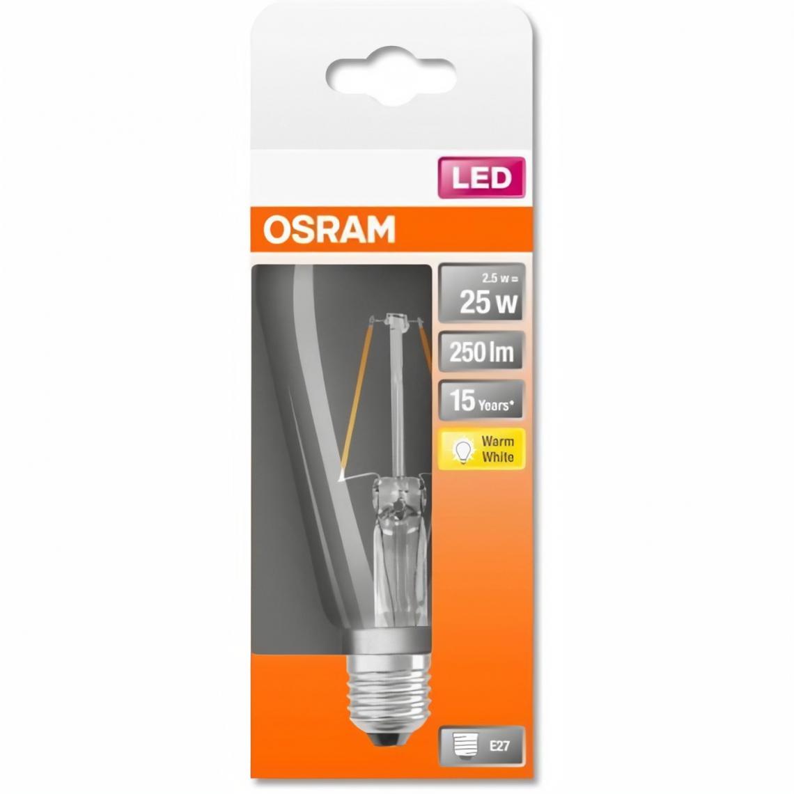 Osram - OSRAM Ampoule LED Edison clair filament 2,5W=25 E27 chaud - Ampoules LED