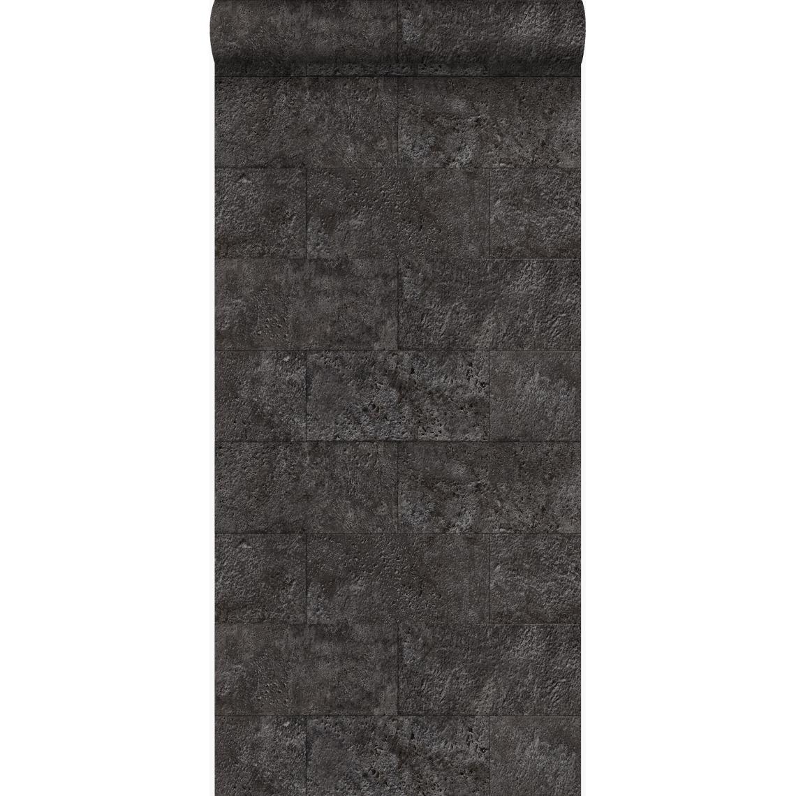 Origin - Origin papier peint imitation pierre noir - 347583 - 53 cm x 10.05 m - Papier peint